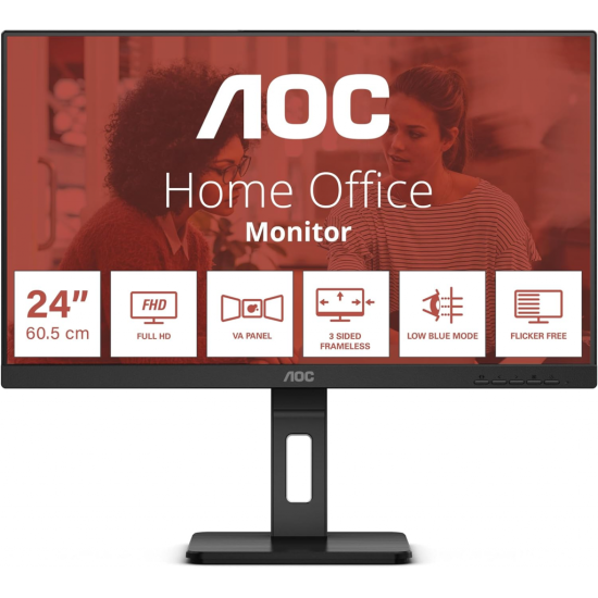 AOC 24E3QAF 24’’ 4ms, 75Hz, Full HD Monitör, HDMI, DP, 2x2W Hoparlör, Pivot, IPS Panel Monitör