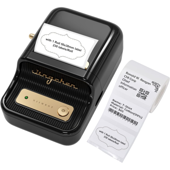 NIIMBOT B21, Taşınabilir, Mürekkepsiz, Termal Etiket Yazıcı (Bluetooth, Type-C) Siyah