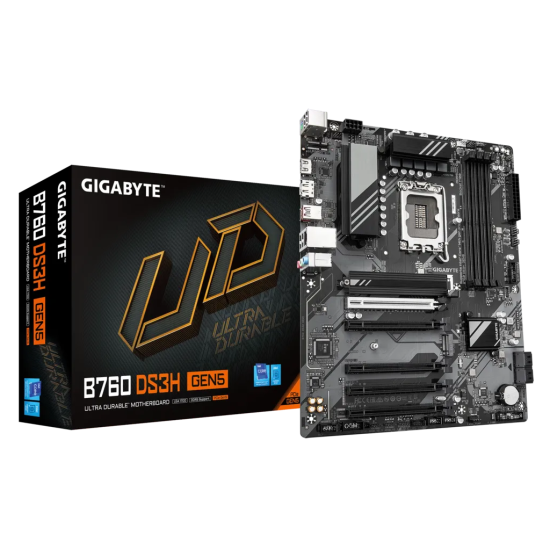 GIGABYTE B760 DS3H GEN5, 4xDDR5, 2xM.2, DP, HDMI, Type-C, 13-14.Nesil, LGA1700 Soket, Anakart