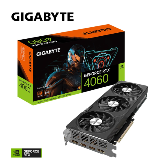 GIGABYTE GV-N4060GAMING OC-8GD, Rev.1.0, RTX4060 OC, 8Gb GDDR6, 128BIT, 2xHDMI, 2xDP, GAMING Ekran KARTI