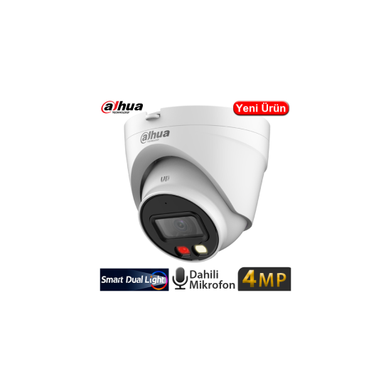 DAHUA IPC-HDW1431V-SA, 4Mpix, 2,8mm Lens, H265+, 30Mt Gece Görüşü,  Mikrofonlu, PoE Dome IP Kamera