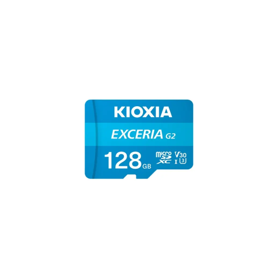 KIOXIA 128GB ExceriaG2, LMEX1L128GG2, U1 V30 4K, CL10, 100Mb/s, MicroSD Kart Bellek (SD Adaptörlü)