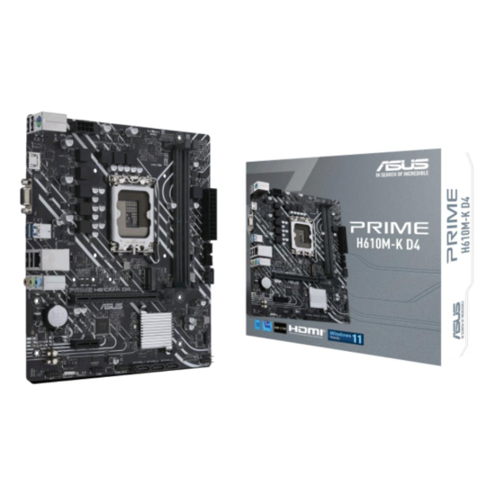 ASUS PRIME H610M-K D4 ARGB, 2xDDR4, M.2, HDMI, 12-13.14.Nesil, LGA1700 Soket, Anakart
