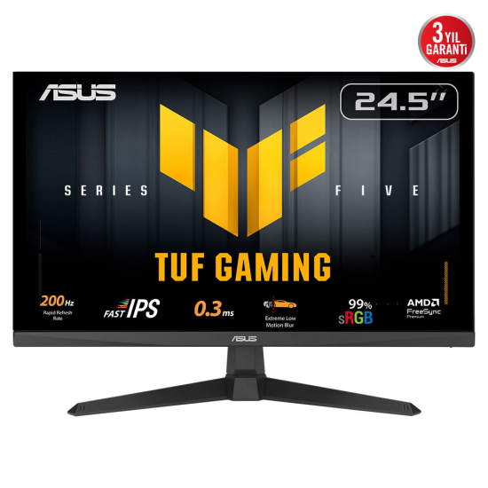 ASUS TUF GAMING VG259Q5A 24,5’’ 0.3ms, 200Hz, Full HD, DP, 2xHDMI, Hoparlör, IPS Panel, ELMB Sync Premium, GAMING Monitör