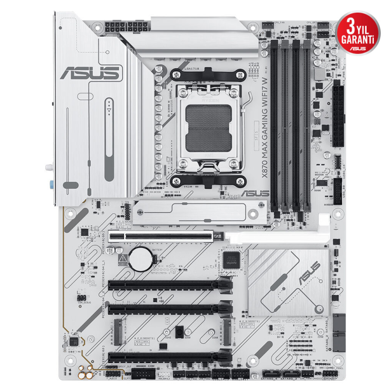 ASUS%20X870%20MAX%20GAMING%20WIFI7%20W,%204xDDR5,%203xM2,%20HDMI,%20DP,%20Type-C,%20Wi-Fi%207,%20Bluetooth%20v5.3,%20AM5%20Soket%20GAMING%20Anakart